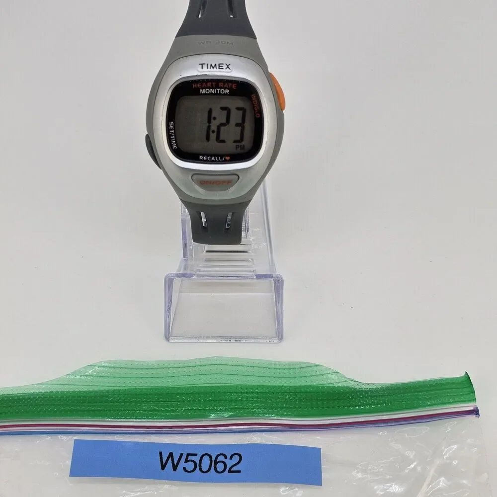 Timex Men's Digital Heart‎ Rate Monitor Watch 40MM Gray Plastic Bands Working